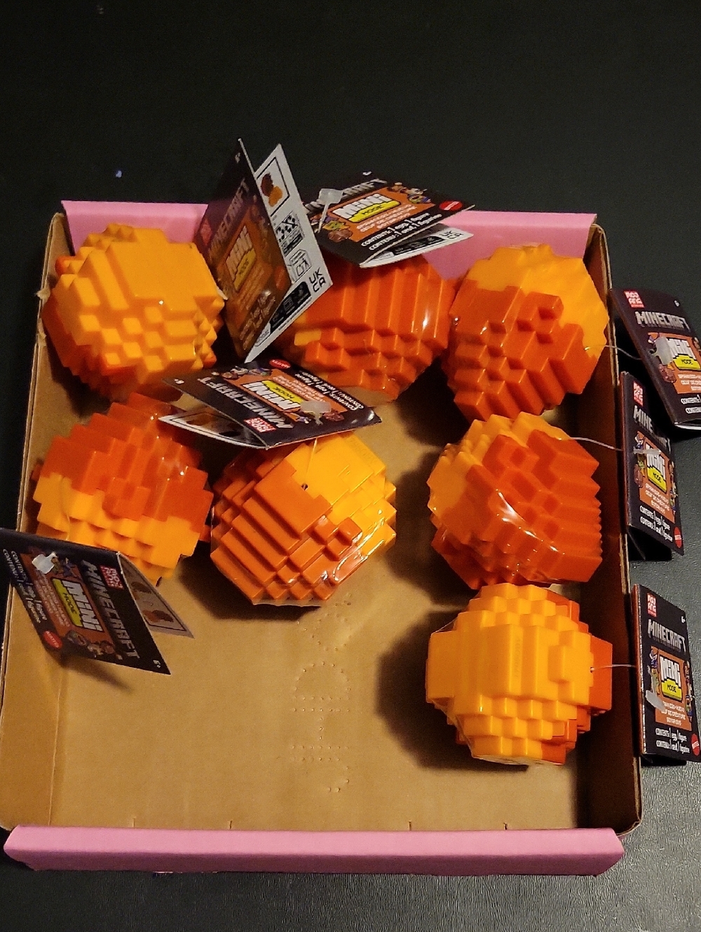 Minecraft Orange Pixel Ball Toy - Pack of 7